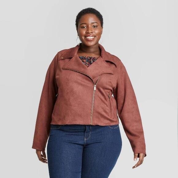 Ava & Viv Jackets & Blazers - NWOT Suede Coffee Moto Jacket